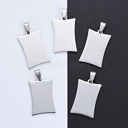 304 Stainless Steel Pendants, Manual Polishing, Blank Stamping Tags, Rectangle, Stainless Steel Color, 31x20x1.8mm, Hole: 4.5x8.5mm(STAS-I140-25S)
