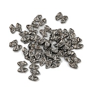 Brass Cabochons, Nail Art Studs, Nail Art Decoration Accessories, Bowknot, Gunmetal, 4x4.5x0.5mm, about 2000pcs/set(MRMJ-XCP0001-58B)