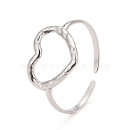 304 Stainless Steel Open Heart Cuff Ring for Women, Stainless Steel Color, US Size 7 3/4(17.9mm)(RJEW-C025-23P)