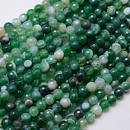 Natural Striped Agate/Banded Agate Beads Strands, Faceted, Dyed, Round, Sea Green, 6mm, Hole: 1mm(G-G581-6mm-12)