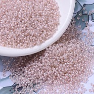 MIYUKI Round Rocailles Beads, Japanese Seed Beads, (RR215) Blush Lined Crystal, 11/0, 2x1.3mm, Hole: 0.8mm, about 5500pcs/50g(SEED-X0054-RR0215)