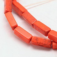 Synthetical Dyed Turquoise Rectangle Bead Strand, Orange Red, 12x4x4mm, Hole: 1mm, about 33pcs/strand, 15.3 inch(G-P083-98D)