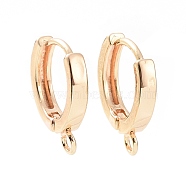 Brass Hoop Earrings, with Horizontal Loops, Real 18K Gold Plated, 15x12x2mm, Hole: 1.6mm, Pin: 0.8mm(KK-A168-26G)