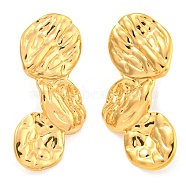 304 Stainless Steel with Textured Stud Earrings for Women, Real 18Ksem Gold Plated, Oval, 33x17mm(EJEW-Z053-05G-04)