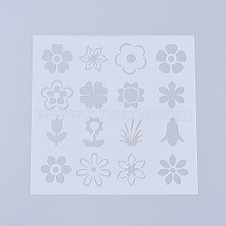 Plastic Reusable Drawing Painting Stencils Templates, for Painting on Fabric Canvas Tiles Floor Furniture Wood, Plant, White, 130x130x0.2mm(X-DIY-L026-106C)