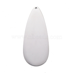 304 Stainless Steel Pendants, Stamping Blank Tag, Teardrop, Stainless Steel Color, 40x17x1mm, Hole: 1.2mm(STAS-F254-15B-P)