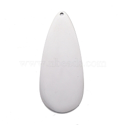 Non-Tarnish 304 Stainless Steel Pendants, Stamping Blank Tag, Teardrop, Stainless Steel Color, 40x17x1mm, Hole: 1.2mm(STAS-F254-15B-P)