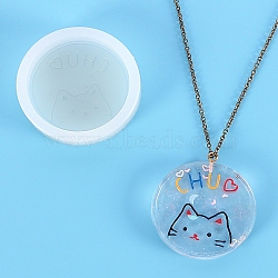 Food Grade DIY Silicone Pendant Molds, Decoration Making, Resin Casting Molds, For UV Resin, Epoxy Resin Jewelry Making, Cat Shape, 56x15mm(PW-WG55720-07)