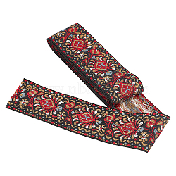 Polyester Grosgrain Ribbon, Flower Pattern, Flower Pattern, 2 inch(50mm)(OCOR-WH0063-37)