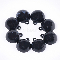 Acrylic Pendants, Imitation Gemstone Style, Half Round, Black, 18.5x15.5x8mm, Hole: 1.6mm, about 398pcs/500g(OACR-T008-06B)