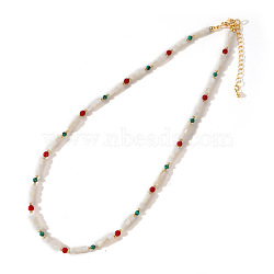 Bohemian Style Malachite & Natural Carnelian & Shell Pearl Beaded Necklaces Jewelry Unique, Colorful, 16.54 inch(42cm)(GJ6479)