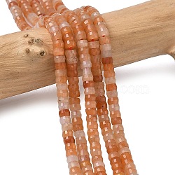 Natural Red Aventurine Heishi Beads Strands, Faceted, Rondelle, 4x2mm, Hole: 1mm, about 161pcs/strand, 14.76''(37.5cm)(G-A299-A02-01)
