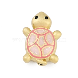 Rack Plating Alloy Enamel Beads, with Sequins, Cadmium Free & Nickel Free & Lead Free, Tortoise, Golden, Pink, 16.5x12x6.5mm, Hole: 1.4mm(PALLOY-P309-03G-04)