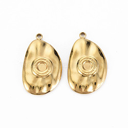 Ion Plating(IP) 304 Stainless Steel Pendant Cabochon Settings, Cadmium Free & Nickel Free & Lead Free, Oval, Real 14K Gold Plated, 22.5x13.5x2.5mm, Hole: 1.4mm(STAS-N097-106LG-NR)
