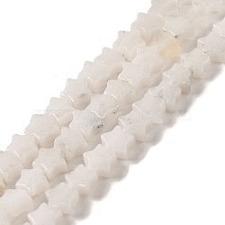 Natural White Jade Beads Strands, Star, 6x5.5x2mm, Hole: 0.8mm, about 75pcs/strand, 14.57 inch(37cm)(G-G085-B28-02)