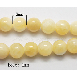 Natural Yellow Jade Beads, Round, Lemon Chiffon, Size: about 8mm in diameter, hole: 1mm, 50pcs/strand, 16 inch(X-G-Q277-1)