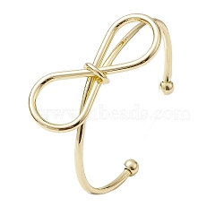 Infinity Brass Cuff Bangles, Long-Lasting Plated, Lead Free & Cadmium Free, Real 18K Gold Plated, Inner Diameter: 2-1/2 inch(6.25cm), Infinity: 53.5x21.5mm(BJEW-D039-37E-G)