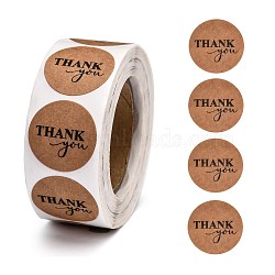 1 Inch Thank You Stickers, DIY Scrapbook, Decorative Adhesive Tapes, Flat Round with Word Thank You, BurlyWood, 25mm, about 500pcs/roll(X-DIY-L028-A26)