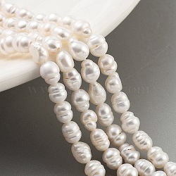 Natural Cultured Freshwater Pearl Beads Strands, Grade A+, Rice, Snow, 3.5~4mm, Hole: 0.5mm, about 34pcs/strand, 7.09''(18cm)(PEAR-P062-20)