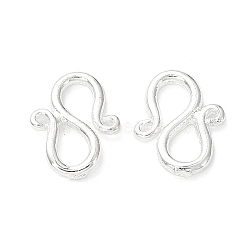Brass S-Hook Clasps, Cadmium Free & Lead Free, 925 Sterling Silver Plated, 11x8.5x1mm, Hole: 0.6mm(KK-R149-05S)
