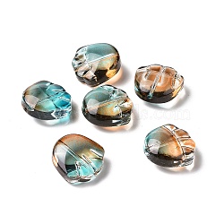 Transparent Spray Painted Glass Beads, Bear Claw Print, Orange, 14x14x7mm, Hole: 1mm(GLAA-I050-12C)