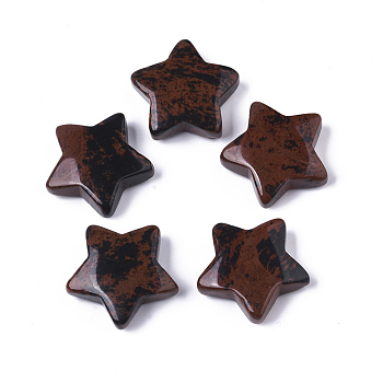 Natural Mahogany Obsidian Star Shaped Worry Stones, Pocket Stone for Witchcraft Meditation Balancing, 30x31x10mm