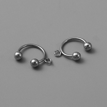 304 Stainless Steel Ear Cuff Findings, U Shape with Horizontal Loop, Stainless Steel Color, 12x10x1mm, Hole: 1.6mm