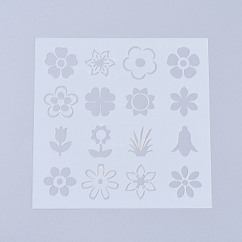 Plastic Reusable Drawing Painting Stencils Templates, for Painting on Fabric Canvas Tiles Floor Furniture Wood, Plant, White, 130x130x0.2mm
