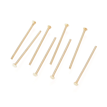 304 Stainless Steel Flat Head Pins, Golden, 15.3x0.6mm, 22 Gauge, Head: 1.4mm