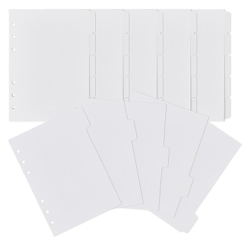 A5 Paper Discbound Notebook Index Divider Sheets, 11 Holes Tab Divider for Binder, Rectangle, WhiteSmoke, 208x148x0.5mm, Hole: 5.5mm, 5 sheets/set