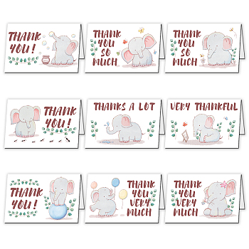 SUPERDANT Thank You Theme Cards and Paper Envelopes, for Birthday Thanksgiving Day, Rectangle with Word Pattern, Word, 10x15cm, 9pcs/set