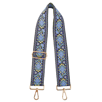 Ethnic Style Polyester Adjustable Bag Handles, with Iron Swivel Clasps, for Bag Straps Replacement Accessories, Light Sky Blue, 73.4~133x5.1cm