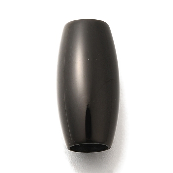 304 Stainless Steel European Beads, Large Hole Beads, Barrel, Black, 17.5x8.5mm, Hole: 5mm