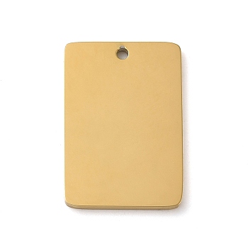 Ion Plating(IP) 304 Stainless Steel Pendants, Stamping Blank Tag, Rectangle Charm, Golden, 44.5x27x1.5mm, Hole: 1.6mm