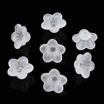 Transparent Acrylic Beads, Flower, Frosted, Clear, 12x7mm, Hole: 1mm, about 460pcs/50g