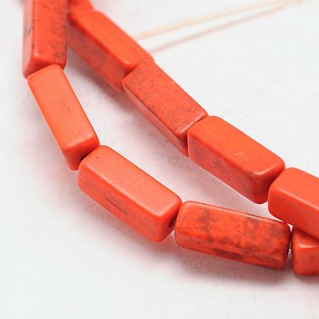 Synthetical Dyed Turquoise Rectangle Bead Strand, Orange Red, 12x4x4mm, Hole: 1mm, about 33pcs/strand, 15.3 inch