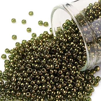 TOHO Round Seed Beads, Japanese Seed Beads, (324) Gold Luster Moss Green, 11/0, 2.2mm, Hole: 0.8mm, about 50000pcs/pound