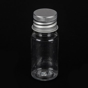 PET Plastic Mini Storage Bottle, Travel Bottle, for Cosmetics, Cream, Lotion, liquid, with Aluminum Screw Top Lid , Platinum, 2.2x5.45cm, Capacity: 10ml(0.34fl. oz)