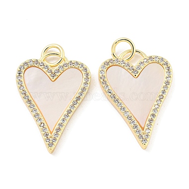 Real 18K Gold Plated Clear Heart Brass+Cubic Zirconia+Shell Pendants