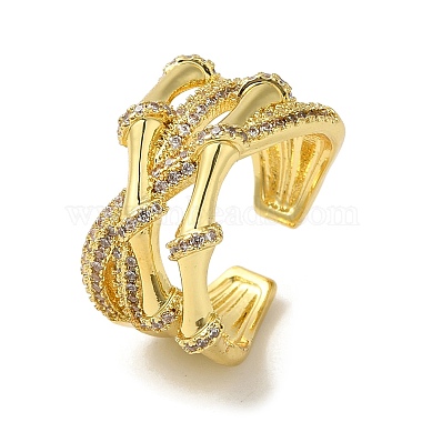 Clear Bamboo Brass+Cubic Zirconia Finger Rings