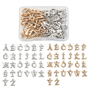 Mixed Color Letter Alloy+Rhinestone Charms