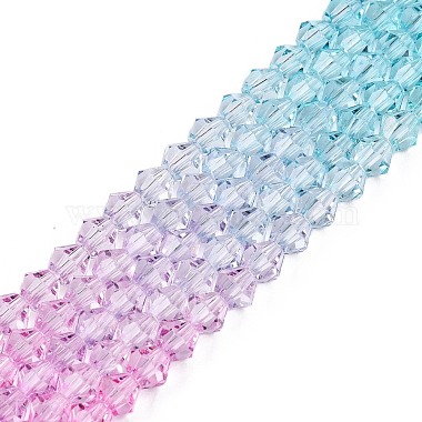 brins de perles de verre peintes à cuisson en dégradé de couleurs(DGLA-A039-T6mm-A05)-4