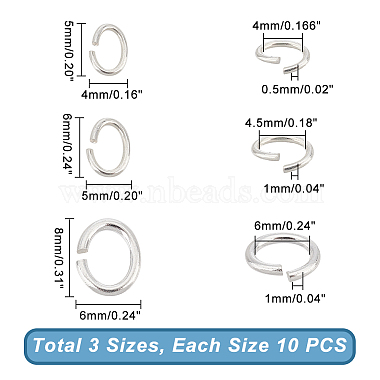 BENECREAT 30Pcs 3 Size 925 Sterling Silver Open Jump Rings(FIND-BC0003-90)-2