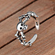 Thailand Sterling Silver Skull Spider Open Cuff Finger Ring(SKUL-PW0002-042S)-2