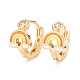 Радужные сверкающие кубические циркониевые серьги-кольца для девочек и женщин(EJEW-H126-27G)-2