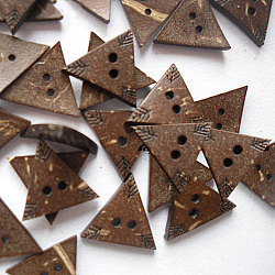 Carved 2-hole Basic Sewing Button in Triangle Shape, Coconut Button, Multicolor, 13mm in diameter(NNA0Z18)
