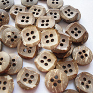 Carved Round 4-hole Sewing Button, Coconut Button, Multicolor, 11mm in diameter(NNA0YYQ)