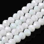 Electroplate Glass Beads Strands, Pearl Luster Plated, Faceted, Rondelle, White, 2.9~3.3x2mm, Hole: 0.8mm, about 135~140pcs/strand, 32~34cm(EGLA-A034-P2mm-A02)
