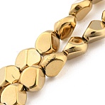 Full Plated Electroplate Glass Beads Strands, Faceted Polygon, Gold, 7.5x6x6.8mm, Hole: 1mm, about 90pcs/strand, 26.85 inch(68.2cm)(EGLA-G037-04A-FP05)