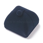 Velvet Rings Box, Double Flip Cover, Perfect for Engagement Bride Wedding Photography, Rectangle, Single Ring, Prussian Blue, 6.9x6.4x6.1cm(VBOX-G005-07)